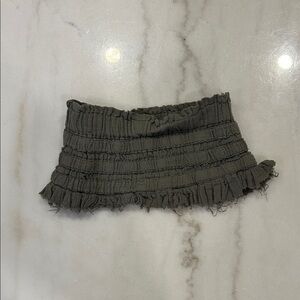 Sincerely Jules Ruffled Olive Green Tube Top